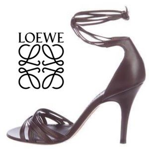 LOEWE BROWN MULTI TIE CLOSURE 3" HEEL SIZE 38 7.5